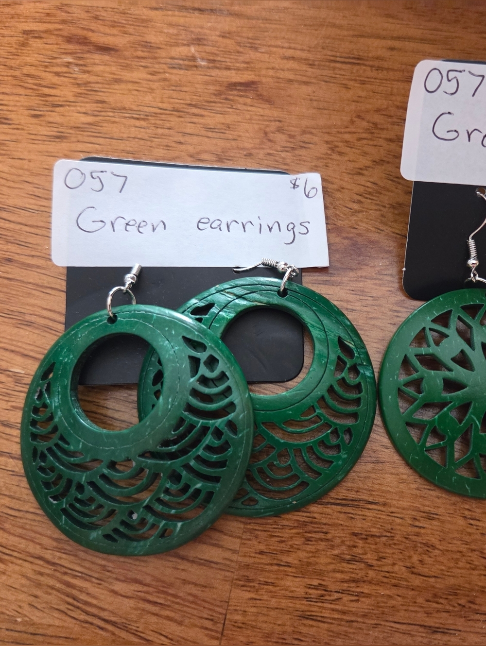 paparazzi Green Carved Hoop Earrings